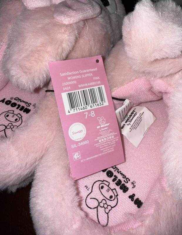 My Melody Pink Slippers Slip-On Plush Shoes Women’s Size 7/8 Sanrio NWT
