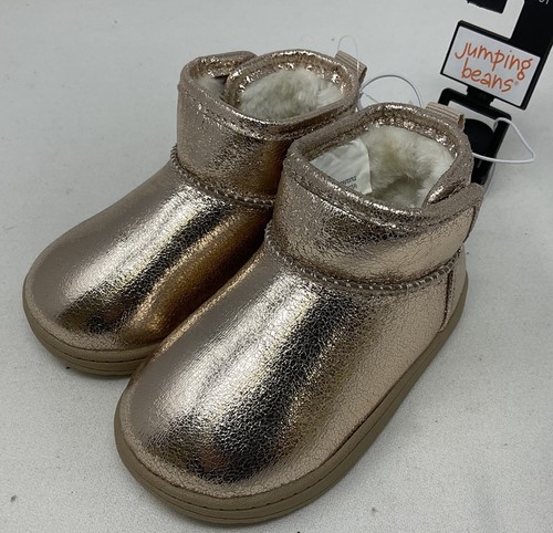 Nala Ankle Boots Girl's Size 6T Rose Gold Faux Fur Jumping Beans