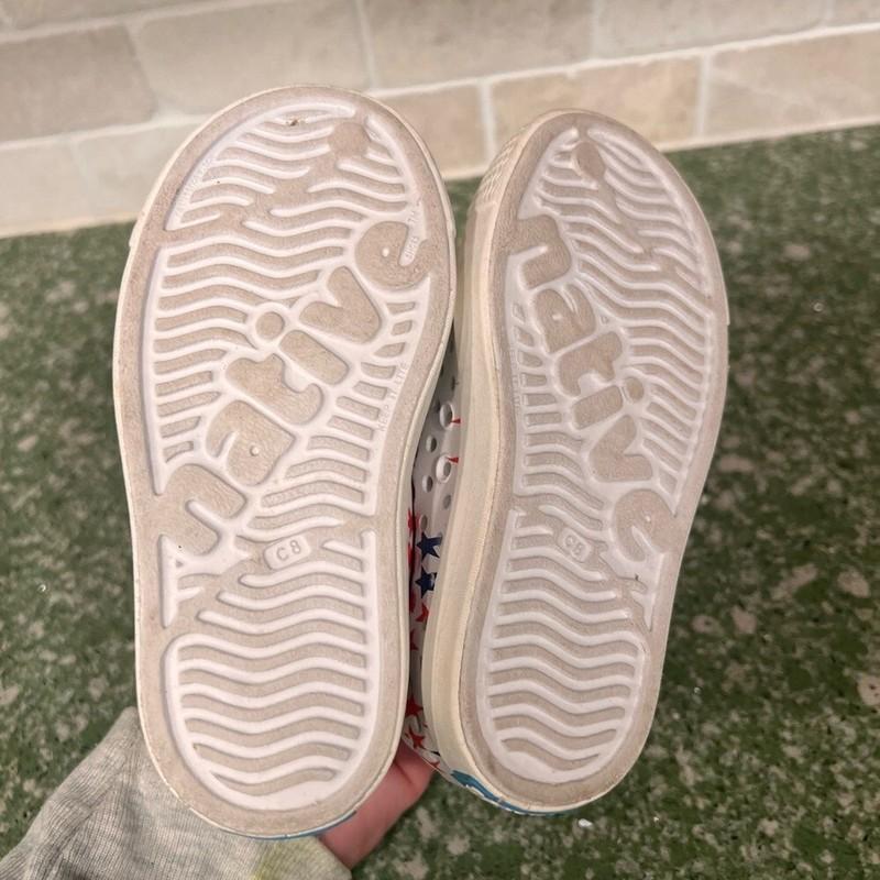 Native Jefferson Americana Toddler 8 Slip On Sneaker Red White Blue Sandal