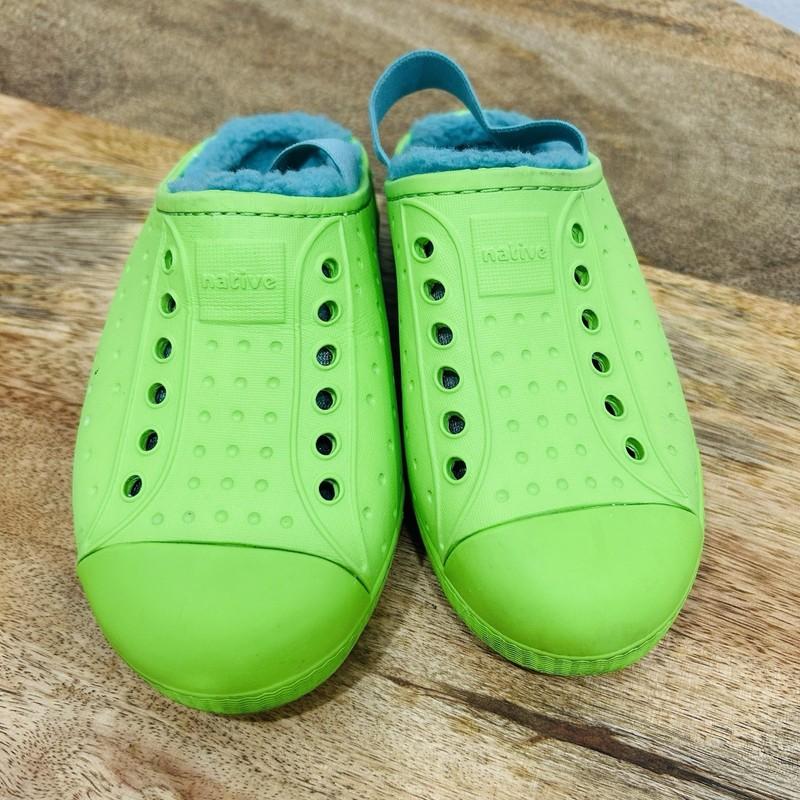 Native Jefferson Shoes Girls 10 Cozy Slip On Green Turquoise Ankle Strap C10