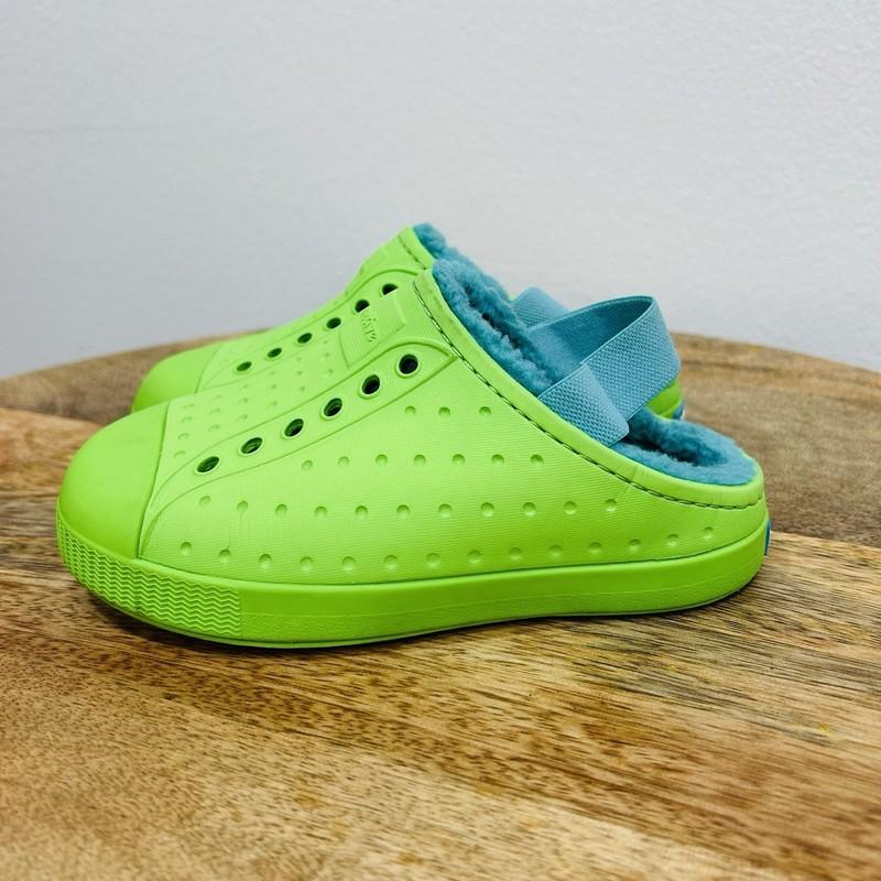 Native Jefferson Shoes Girls 10 Cozy Slip On Green Turquoise Ankle Strap C10