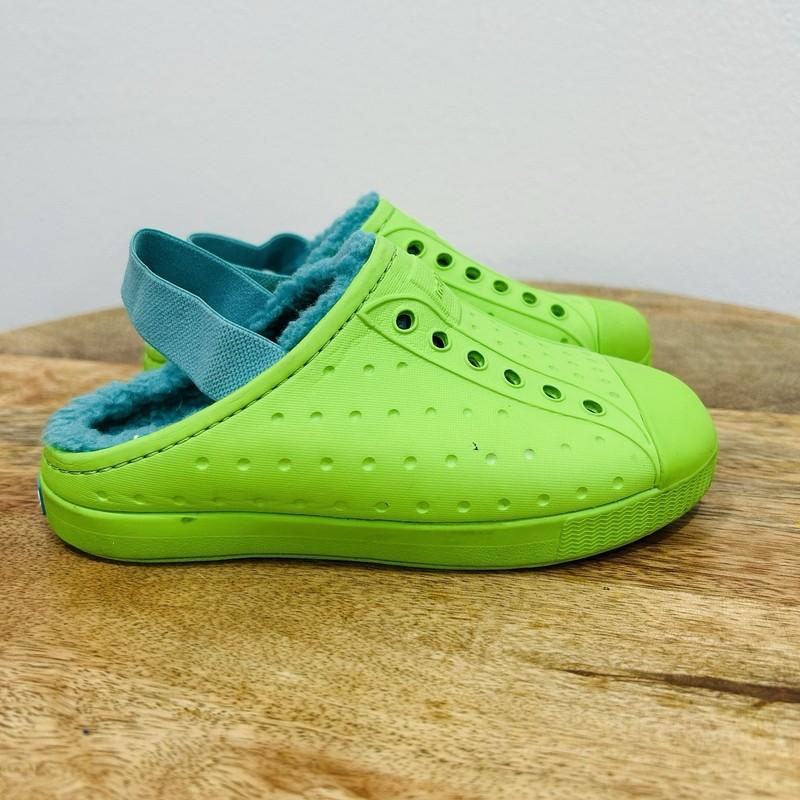 Native Jefferson Shoes Girls 10 Cozy Slip On Green Turquoise Ankle Strap C10