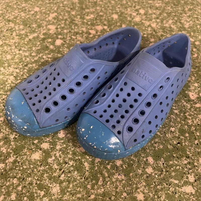 Native Jefferson Slip On Toddler 8 Blue Some White Flecks Sandal Beach Summer