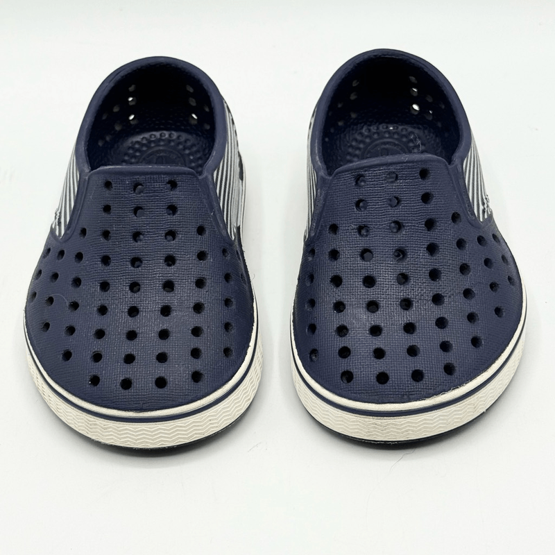 Native Miles Navy Blue Stripe Regatta Slip On Sandals - Toddler US C5