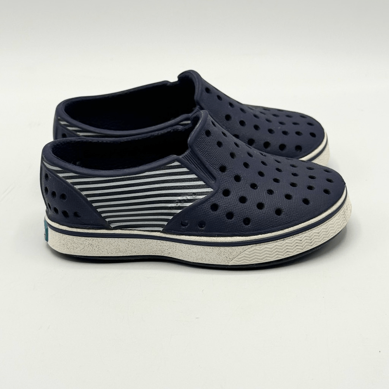 Native Miles Navy Blue Stripe Regatta Slip On Sandals - Toddler US C5