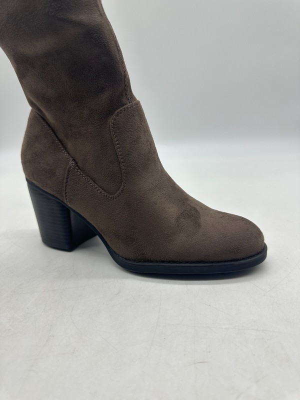 Natural Soul Taraugh Brown Fabric Over The Knee Boot Wmns Sz 7 M Block Heel NIB