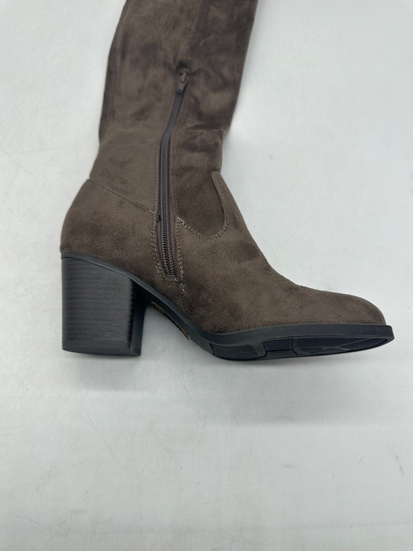 Natural Soul Taraugh Brown Fabric Over The Knee Boot Wmns Sz 7 M Block Heel NIB