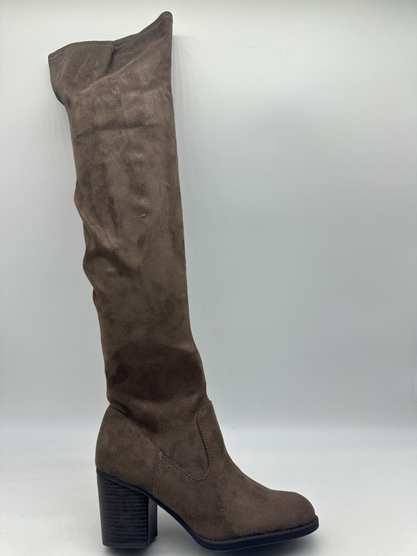 Natural Soul Taraugh Brown Fabric Over The Knee Boot Wmns Sz 7 M Block Heel NIB