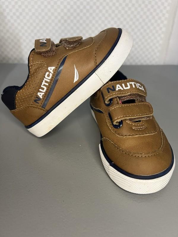 Nautica Brown Bait Hook Toddler Boy Shoe Size 7 Brown Blue And White