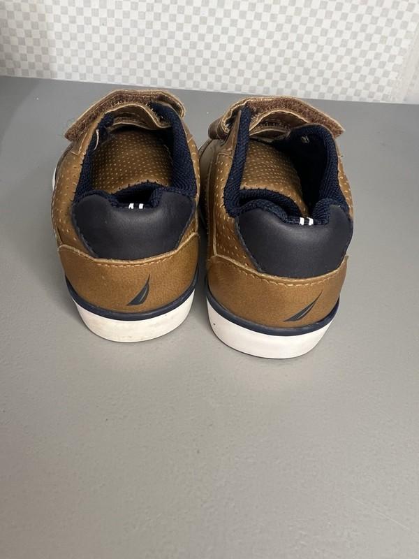 Nautica Brown Bait Hook Toddler Boy Shoe Size 7 Brown Blue And White