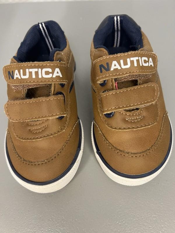 Nautica Brown Bait Hook Toddler Boy Shoe Size 7 Brown Blue And White