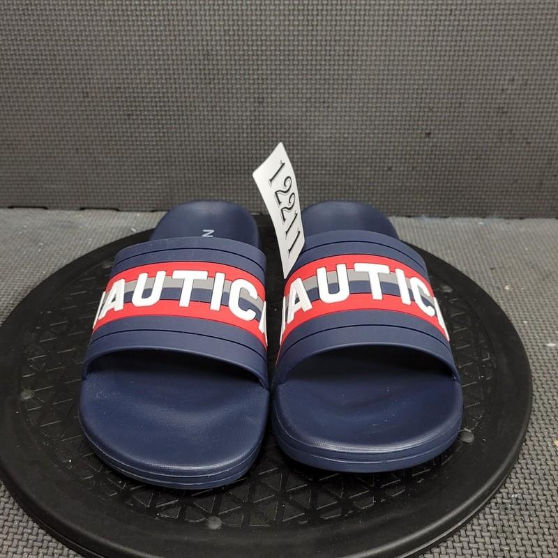 Nautica Diamoni Sandals Youth Sz 4 Blue Red Slides