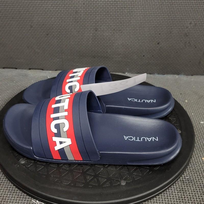 Nautica Diamoni Sandals Youth Sz 4 Blue Red Slides
