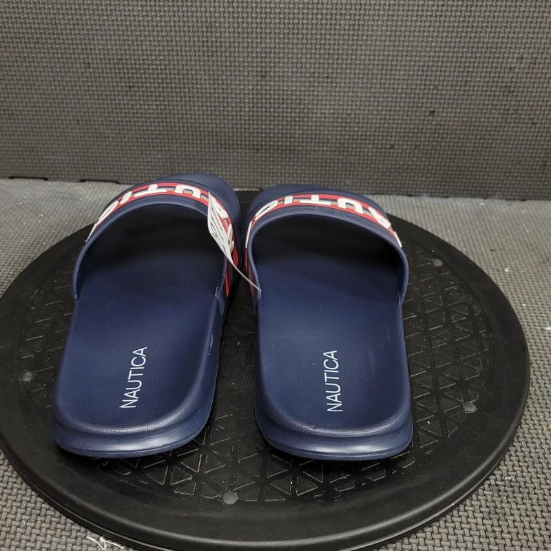 Nautica Diamoni Sandals Youth Sz 4 Blue Red Slides