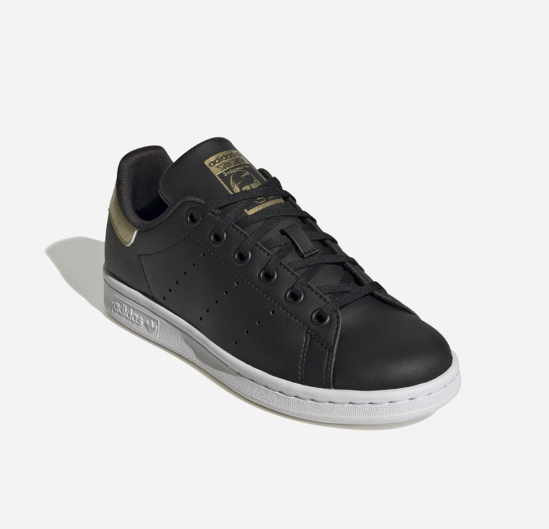 NEW Adidas ORIGINALS STAN SMITH J BLACK & GOLD SNEAKERS GY4254 SIZE US 4