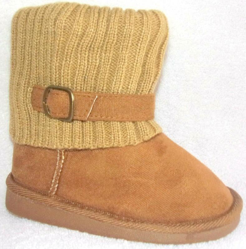 NEW AMETA BAMBI GIRLS CHILDS BROWN FAUX SUEDE BOOTS 11 M