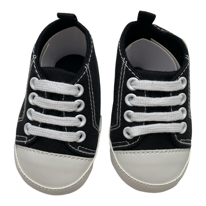 NEW Baby Black/White Lace-Up Sneaker Size 11 B8