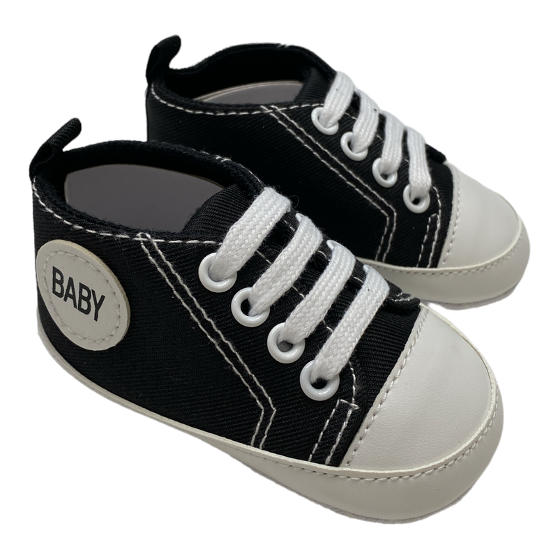 NEW Baby Black/White Lace-Up Sneaker Size 11 B8
