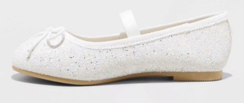 NEW Baby Toddler Lily Glitter Sequin Ballet Flats - Cat & Jack™ White Size 5