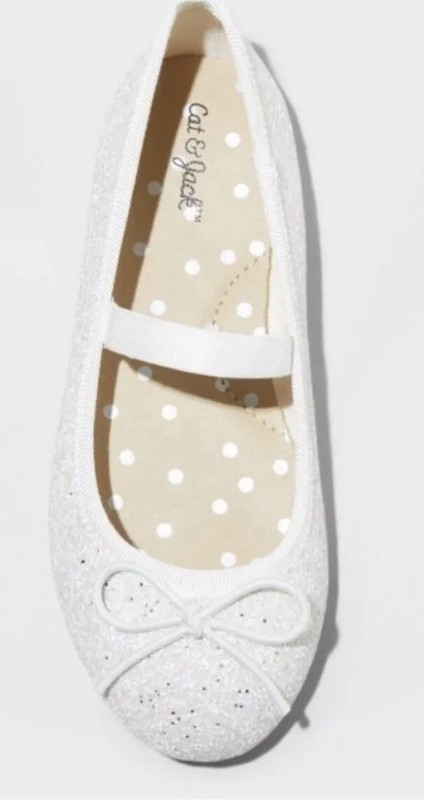 NEW Baby Toddler Lily Glitter Sequin Ballet Flats - Cat & Jack™ White Size 5