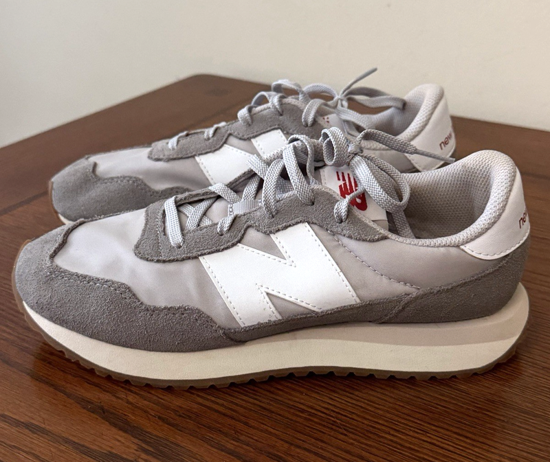 New Balance 237 Shoes Sneakers Boys Size 6 M Gray Casual GS237PE MINT