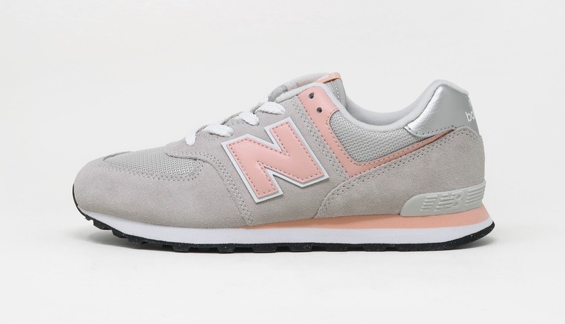 New Balance 574 Classic Big Kids Running Shoes Sneakers GC574EVK - Grey/Pink