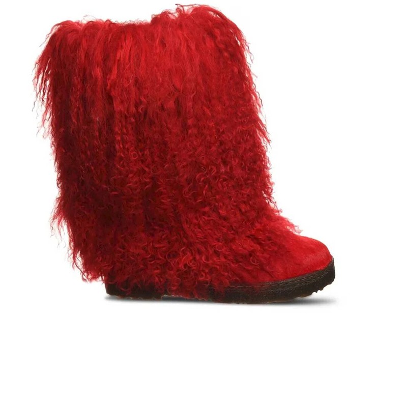 NEW BEARPAW Boetis Ll Real Red Lamb Fur Wool Lined Boots Womens Size 8 NIB
