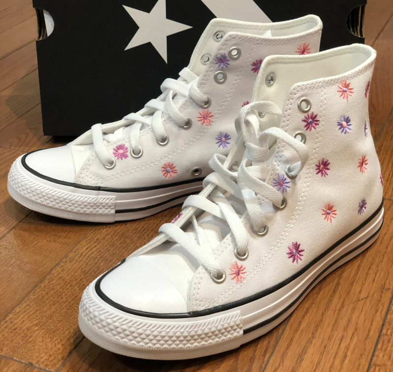 *NEW* BIG KIDS GIRL CONVERSE CTAL FLORALS HIGH TOP WHITE/JELLYFISH (A11781F)