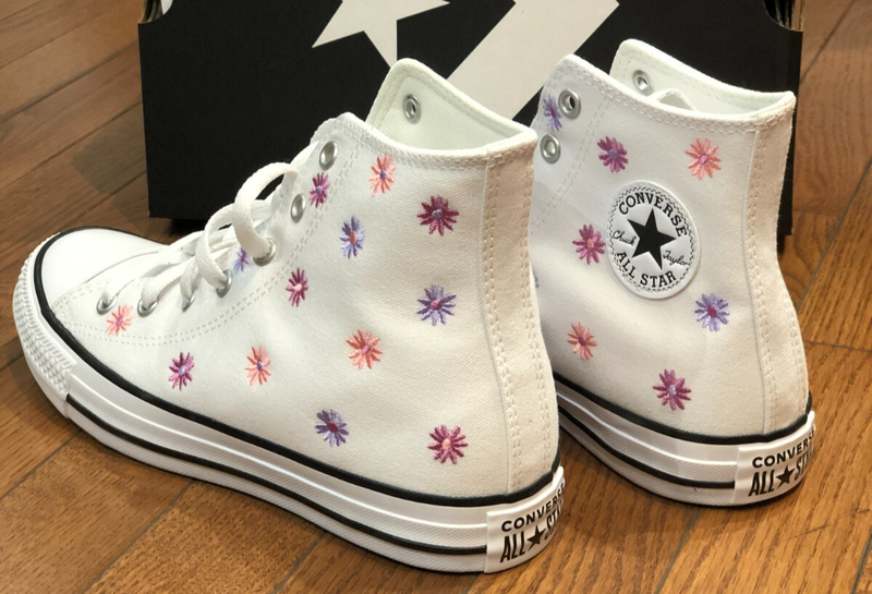 *NEW* BIG KIDS GIRL CONVERSE CTAL FLORALS HIGH TOP WHITE/JELLYFISH (A11781F)