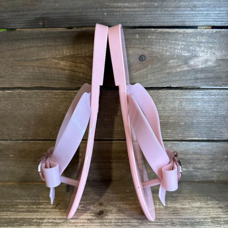 New Big Kids Mini Melissa Harmonic Pink Jelly Heart Thong Flip Flops Sandals 3 Y