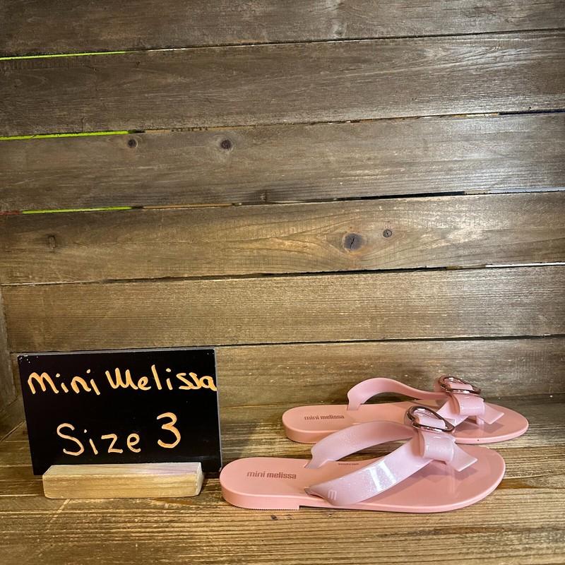 New Big Kids Mini Melissa Harmonic Pink Jelly Heart Thong Flip Flops Sandals 3 Y