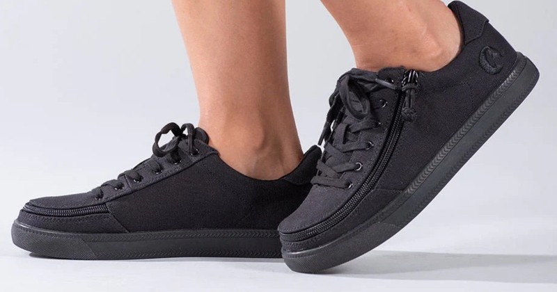 NEW Billy Footwear Women Sneaker Low Top Zip Up Black Adaptive Size 8 M KF189