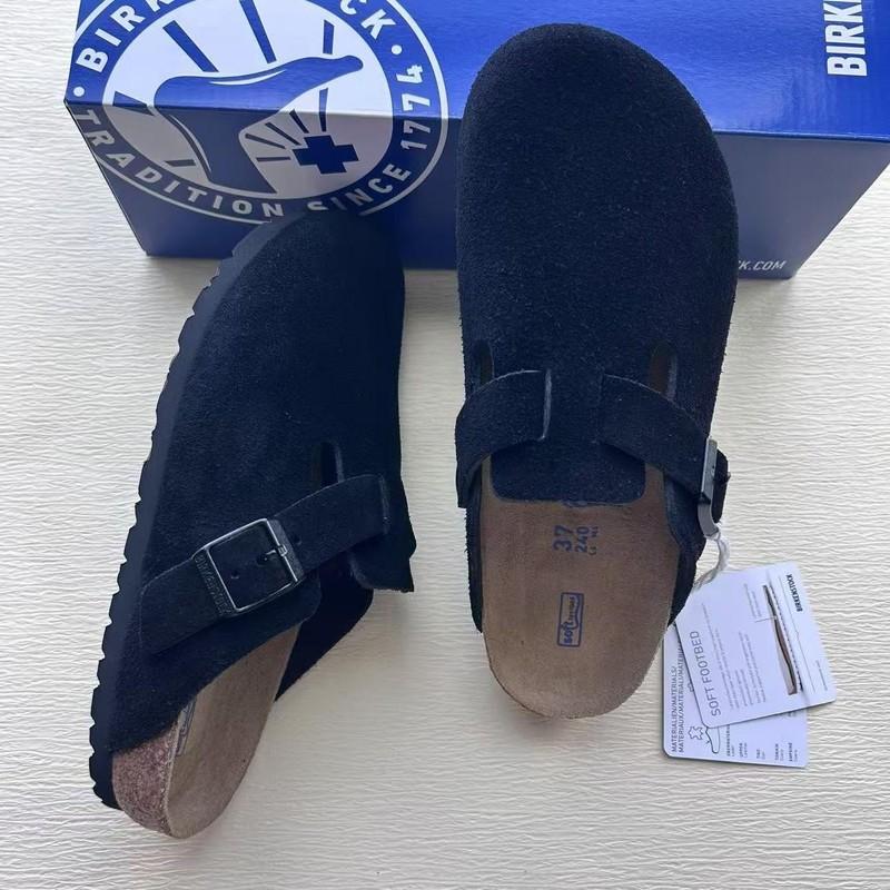 New Birkenstock Boston Clogs Black Suede Soft Footbed Unisex Shoes Size EU 37-45