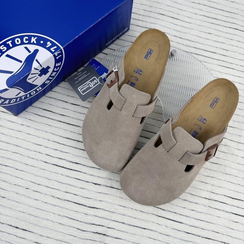 New BIRKENSTOCK Boston Taupe Suede Leather man's shoes Wide/EU42-45