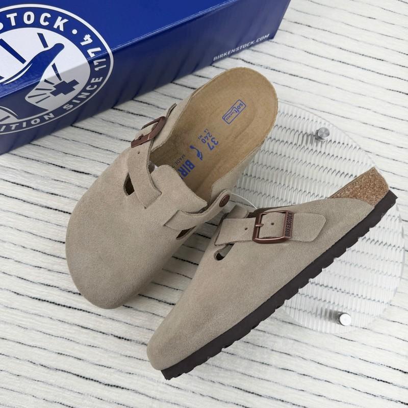 New BIRKENSTOCK Boston Taupe Suede Leather Woman's Shoes Narrow/EU37-41