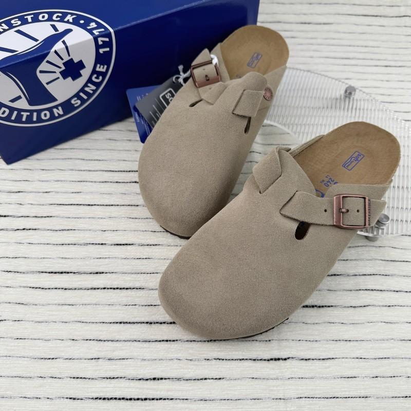 New BIRKENSTOCK Boston Taupe Suede Leather Woman's Shoes Narrow/EU37-41