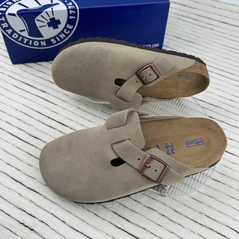 New BIRKENSTOCK Boston Taupe Suede Leather Woman's Shoes Narrow/EU37-41