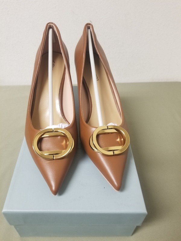 New C.Paravano Womens Brown Leather Pumps