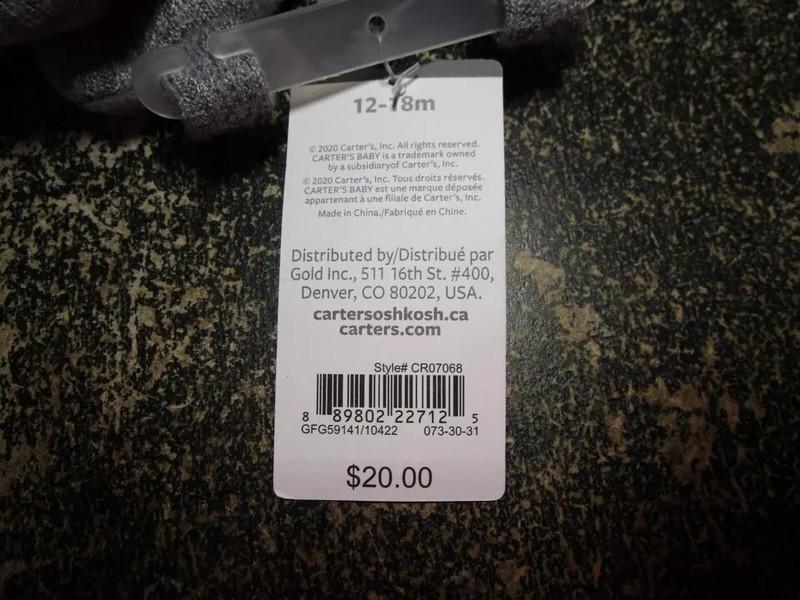 NEW Carter's Baby Newborn 12-18M Gray Bootie Slippers Baby Soft Shoes Super Cute