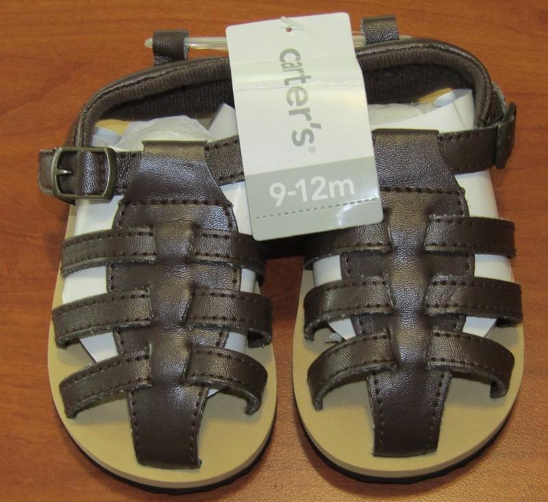 NEW CARTERS BABY BROWN SANDALS SHOES SZ NB 9-12M