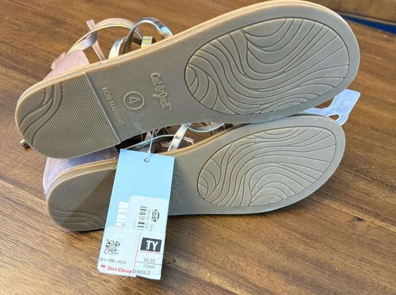 NEW Cat & Jack Girls Zipper Rose Gold Metallic Gladiator Sandals Sz 4 Spring