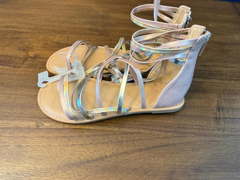 NEW Cat & Jack Girls Zipper Rose Gold Metallic Gladiator Sandals Sz 4 spring