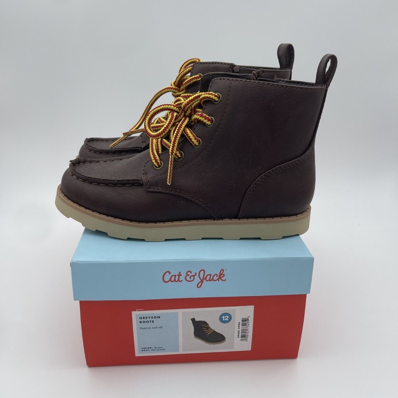New Cat & Jack Greyson Boots Zip-Up Kid's Brown 12C