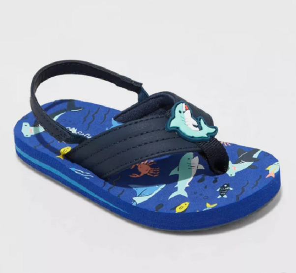 NEW Cat & Jack Kids' Boys Ash Flip Flop Sandals Size Medium (7/8)