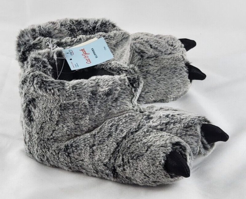 NEW Cat & Jack Kids Dinosaur Slippers Small Youth Size 13/1 Gray Monster Slipper
