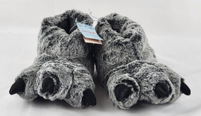 NEW Cat & Jack Kids Dinosaur Slippers Small Youth Size 13/1 Gray Monster Slipper