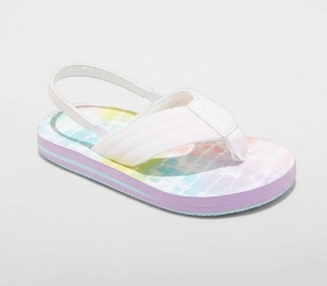 NEW Cat & Jack Kids' Girls Ash Flip Flop Sandals White Size Medium (7/8)