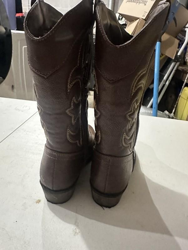 New Cat & Jack Montana Western Boots Brown Cowboy Faux Leather Sz 1 Youth Kids