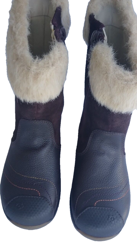New Clarks Boots Snow Winter Girls Toddler Leather Suede Faux Fur UK 9.5 8.5 4