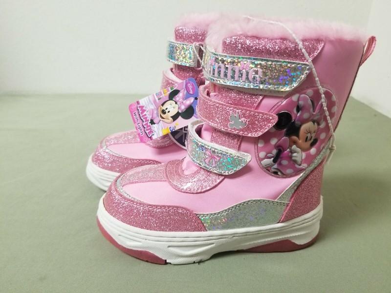New Disney Minnie Girls Infant Glitter Strap light up Winter Boots